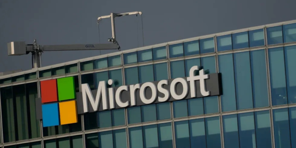 The Microsoft logo is displayed in front of its headquarters in Issy-les-Moulineaux, near Paris, France, on May 13, 2024. (Photo AP)

